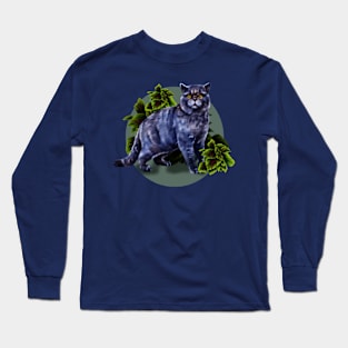 a British breed cat with a monstera Long Sleeve T-Shirt